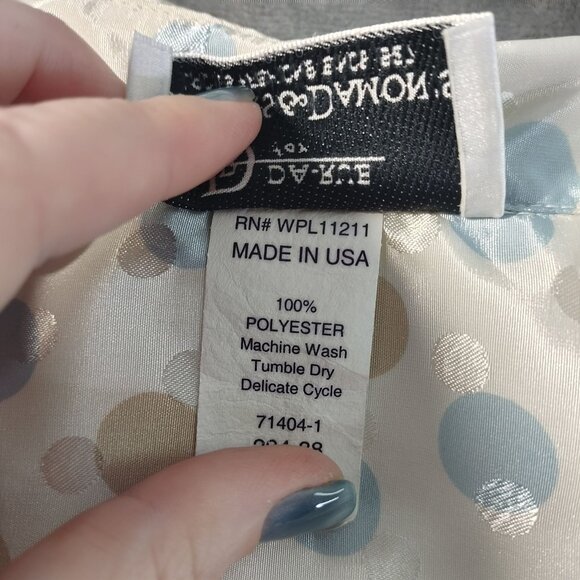 Drapers Damons Womens Blouse 16 Polka Dot Satin Look Long Sleeve‎ Made in USA - Picture 2 of 10